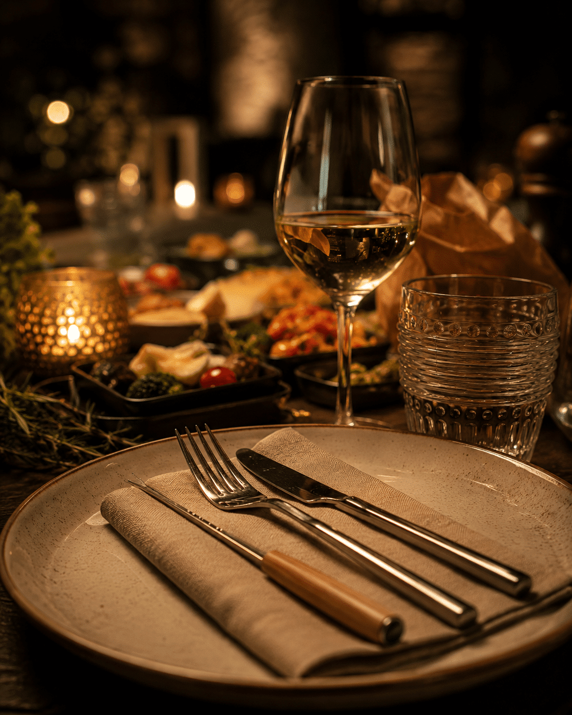 Festlich gedeckter Tisch für einen Raclette-Abend in privater Atmosphäre